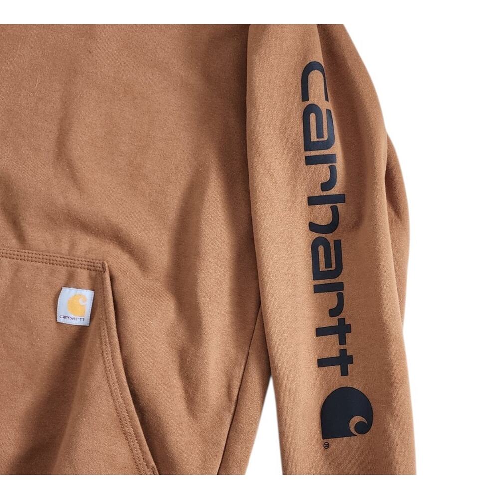 Carhartt Iconic Signature Logo Hooded Sweatshirt Size Small Front Pouch Pocket. - Picture 5 of 7